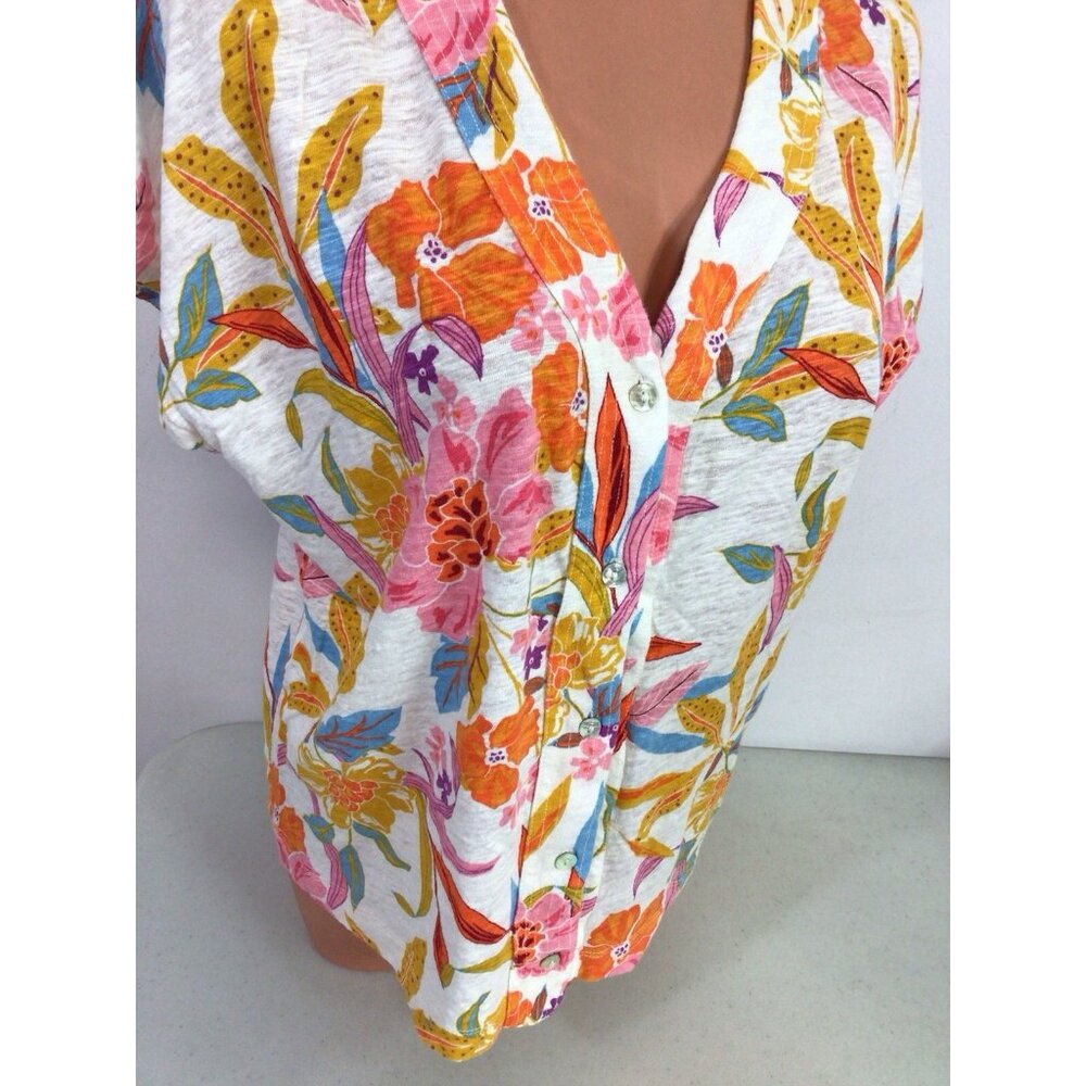 CC California Floral Linen Shirt Womens XL - Picture 2 of 6